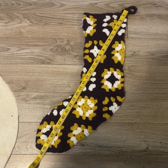 PURPLE, Gold Yellow, and White Crocheted Christmas Stocking - Picture 3 of 5